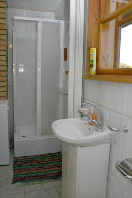 WC un duša brīvdienu mājas 1. stāvā (WC ir pieejama arī otrajā stāvā)