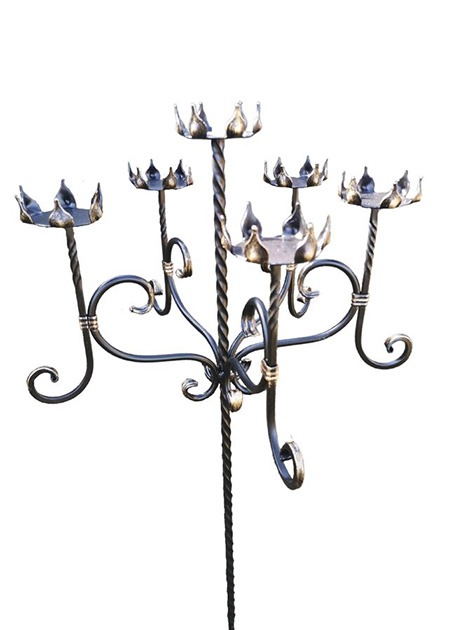 Wrought metal candlesticks for graves